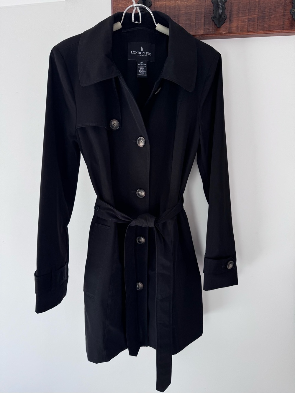 London Fog Black Belted Trench Coat